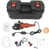 A collection of tools and accessories for a wall chaser, including the machine itself, a storage case, a cutting disc, and various cables and adapters, laid out on a white background. Náhled obrázku produktu