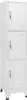 A white three-tier locker with keys in the locks. Produktbild-Vorschau