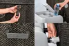 A collage of four images showing close-ups of a hot tub's features and accessories. Produktbild-Vorschau