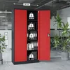 A red and gray metal cabinet in an office setting. Produktbild-Vorschau