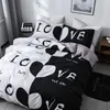 Bettwäsche 240x220 cm Paare Liebe 3 Teilig Schwarz und weiß Produktbild-Vorschau 2