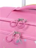 A close-up view of two zippers on a pink suitcase. Anteprima dell’immagine prodotto