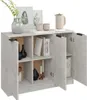A sideboard with multiple shelves and doors, decorated with vases, books, and candles. Anteprima dell’immagine prodotto