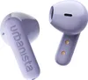 A pair of violet wireless earbuds is shown against a white background. Náhled obrázku produktu