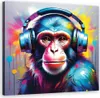 Leinwandbild Affe DJ Pop-Art 60x60 Feeby Bunt bild für die Produktbild-Vorschau 1