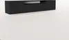 A black TV cabinet with a fluted front and a single open shelf is shown against a white background. Produktbild-Vorschau