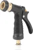 A black and gold garden hose spray nozzle with a ribbed handle, shown against a white background. Podgląd zdjęcia produktu
