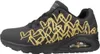 A side view of a black Skechers Uno sneaker with gold heart detailing. Voir les images du produit