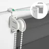 Close-up of a roller blind mounting bracket and mechanism, with an inset showing a measurement detail. Produktbild-Vorschau