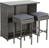 A polyrattan bar set with two stools and a glass tabletop. Produktbild-Vorschau