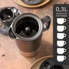Close-up of a coffee maker with text overlay and cup icons. Produktbild-Vorschau