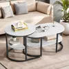Set di 2 tavolini Fortuna Lai, look marmo, struttura in Anteprima dell’immagine prodotto 1