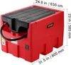 A red VEVOR portable diesel and gasoline tank with dimensions indicated by measurement lines and text. Náhľad obrázku produktu