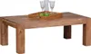A wooden coffee table with a tray of green apples and glasses on top. Produktbild-Vorschau