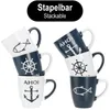com-four® 6x Kaffeebecher aus Keramik - Maritime Produktbild-Vorschau 7