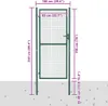A diagram showing the dimensions of a green metal garden gate. Voir les images du produit