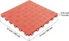 A single red interlocking floor tile with dimensions indicated. Voir les images du produit
