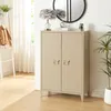 A camel-colored metal cabinet with two doors is shown in a room with a ladder shelf and a plant. Anteprima dell’immagine prodotto