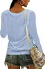 ASKSA Damen V-Ausschnitt T-Shirt Einfarbig Langarmshirts Produktbild-Vorschau 2