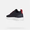 A side view of a blue and red Geox sneaker with a white sole. Produktbild-Vorschau