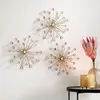 3x 3D Wanddeko Kristall-Blüte Metall & Glassteine gold Produktbild-Vorschau 6