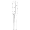A technical drawing with dimensions of a metal post anchor. Anteprima dell’immagine prodotto