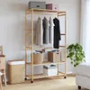 vidaXL Kledingrek met planken en wielen, 110x40x180 cm, Productafbeelding-voorbeeld 1