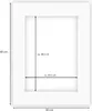 A white passepartout with dimensions indicated by lines and text. Produktbild-Vorschau
