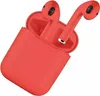 A pair of red wireless earbuds in their charging case. Produktbild-Vorschau