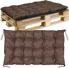 A brown tufted cushion is shown on top of a wooden pallet, and then a separate view of the cushion. Anteprima dell’immagine prodotto