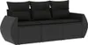 3-tlg. Garten-Sofagarnitur mit Kissen Schwarz Poly Rattan Produktbild-Vorschau 1