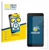 A product shot showing the packaging for a screen protector and the screen protector itself placed on a phone. Produktbild-Vorschau