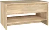 A wooden coffee table with a shelf underneath, shown from the front. Produktbild-Vorschau