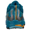 Hinteransicht des La Sportiva Ultra Raptor II JR Wanderschuhs für Kinder in Blau und Grau mit orangefarbenen Akzenten. Anteprima dell’immagine prodotto