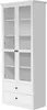 A white display cabinet with glass doors and two drawers. Produktbild-Vorschau