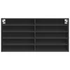 A black, multi-shelf display cabinet against a white background. Produktbild-Vorschau