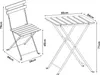 A line drawing of a bistro set with dimensions indicated. Produktbild-Vorschau