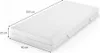 A white mattress with dimensions indicated by lines and text. Produktbild-Vorschau
