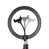 A black ring light with a phone holder attached, shown against a white background. Produktbild-Vorschau