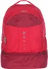 A red backpack with a dark red bottom compartment, shown against a white background. Produktbild-Vorschau