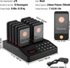 A product image displaying a restaurant pager system with its charging base and individual pagers, along with measurement callouts and product specifications. Anteprima dell’immagine prodotto