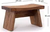 A wooden stool with dimensions indicated. Produktbild-Vorschau