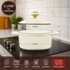 Emaille Bräter 22cm/3L Cremeweiß Gusseisen Schmortopf mit Produktbild-Vorschau 2