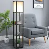Stehlampe mit Regal, Ecklampe Eckregal Holz Schwarz Produktbild-Vorschau 7