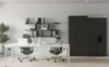 A modern office setting with two desks, chairs, filing cabinets, and shelves. Voir les images du produit