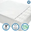 A white quilted mattress protector laid over a mattress. Produktbild-Vorschau