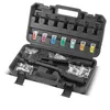 A black plastic case containing a blind rivet nut tool and various rivet nuts. Voir les images du produit
