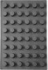 A top-down view of a dark gray silicone mold with multiple circular indentations for mini muffins. Produktbild-Vorschau