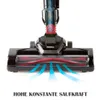 Close-up of the cleaning head of a vacuum cleaner, showing the brush roll and airflow. Produktbild-Vorschau