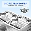 A stack of printed documents with charts and text, with a graphic overlay indicating "1,000+ pages". Produktbild-Vorschau